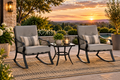 3-Piece Outdoor Rocking Chair Set with Cushions