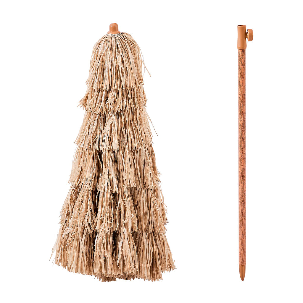 Tropical-style thatched patio umbrella