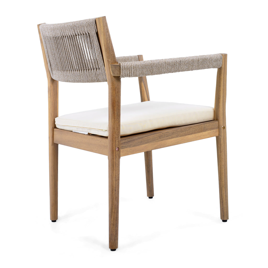 Acacia & Woven Rope Outdoor Dining Chairs – Set of 2