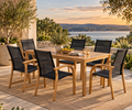 5-Piece Hardwood Outdoor Dining Set with Black Armchairs