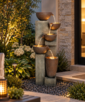 Resin Diagonal Cascading Floor Fountain Outdoor 40 in