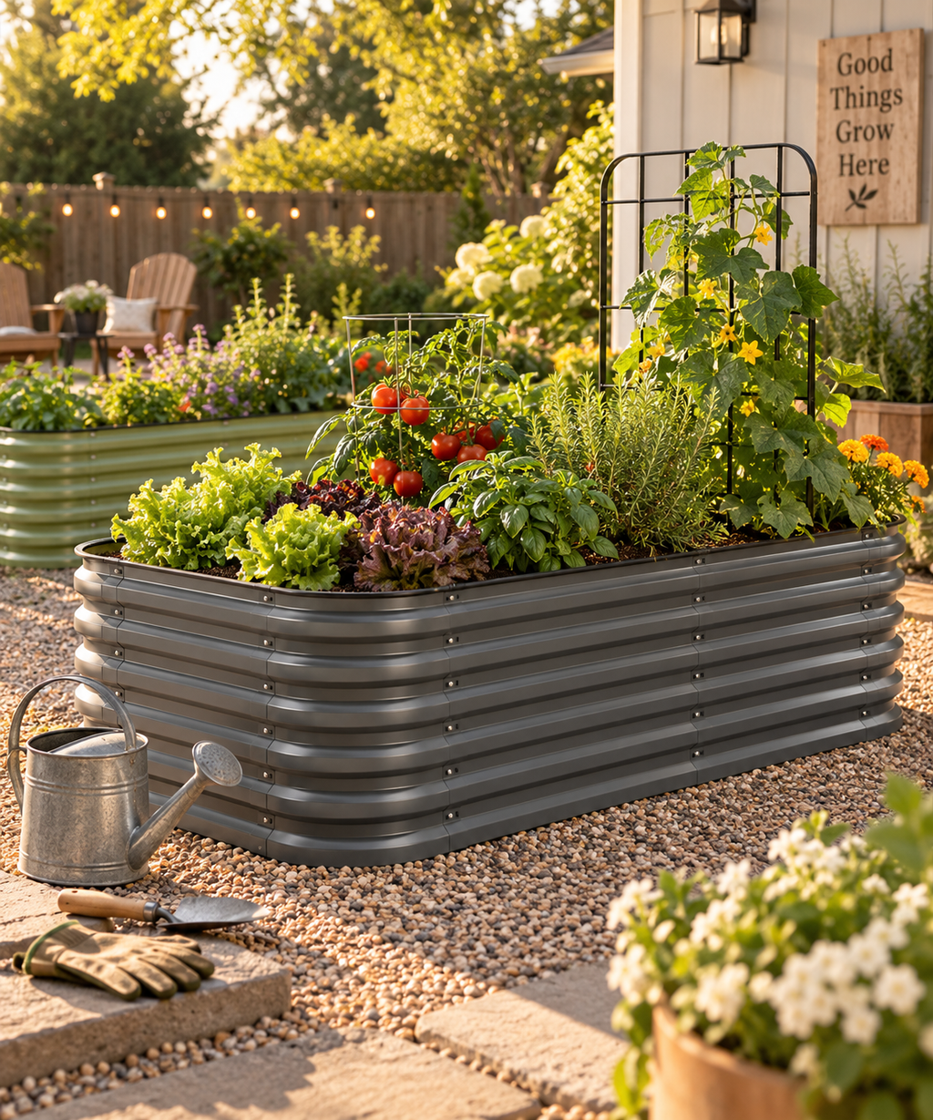 Gro-Rite "No Tools Needed" Premium Metal Raised Garden Bed Kit
