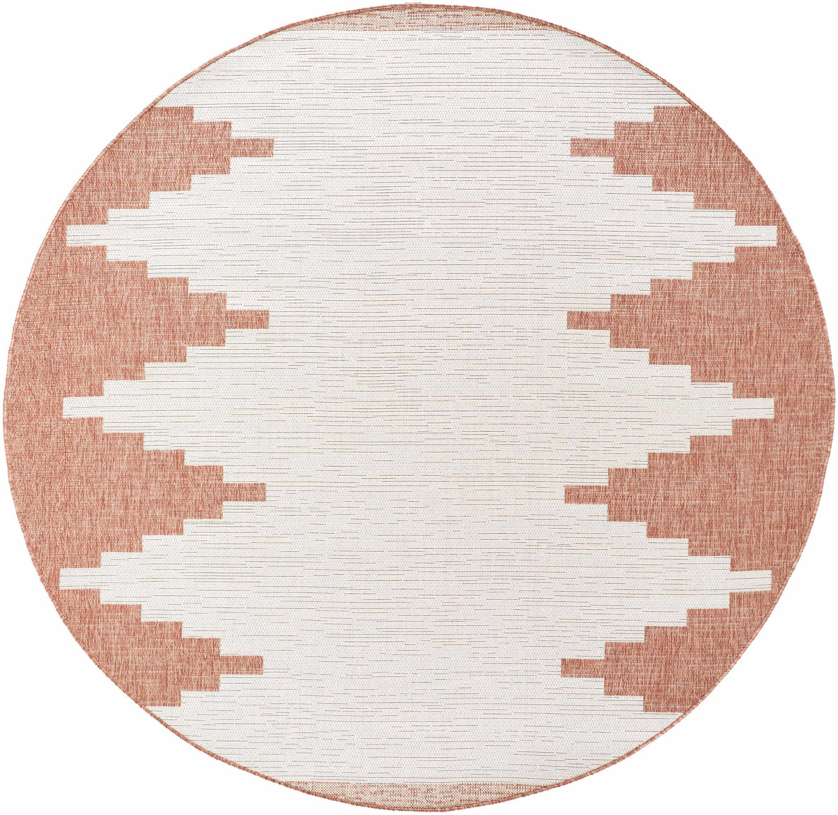 Peach geometric outdoor rug round size view