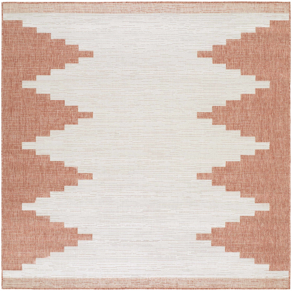 Peach geometric outdoor rug square size view