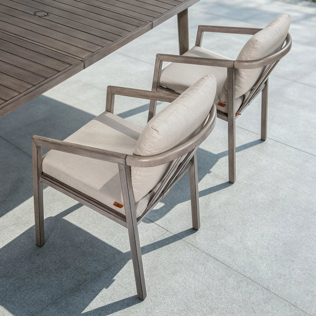 Amalfi 9-Piece Rectangular Patio Dining Set with 8 Ergonomic Armchairs