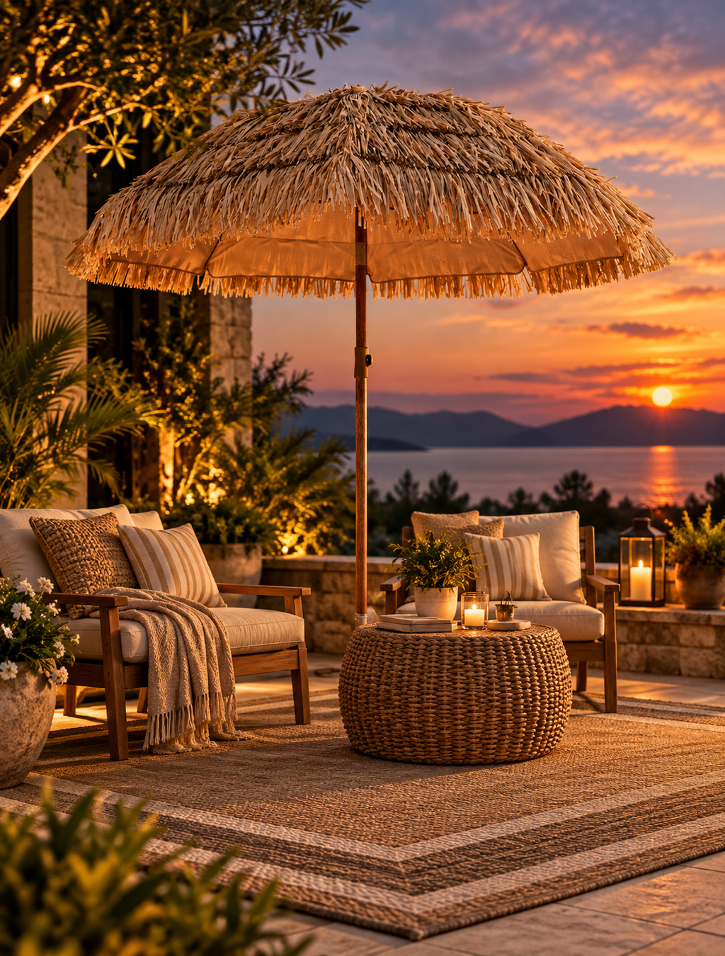 6' Thatched Tiki Patio Umbrella