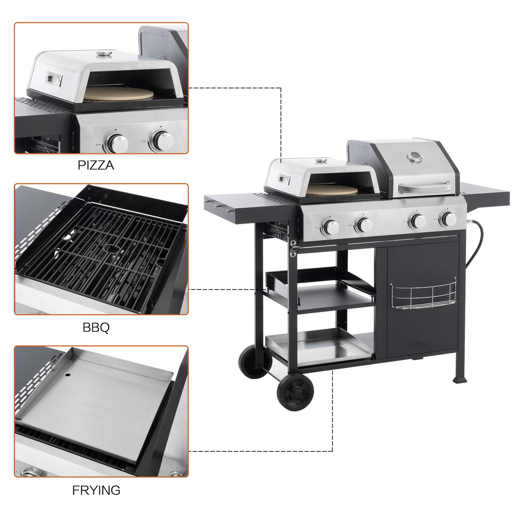 2+2 Gas Grill & Griddle Combo with Pizza Pan