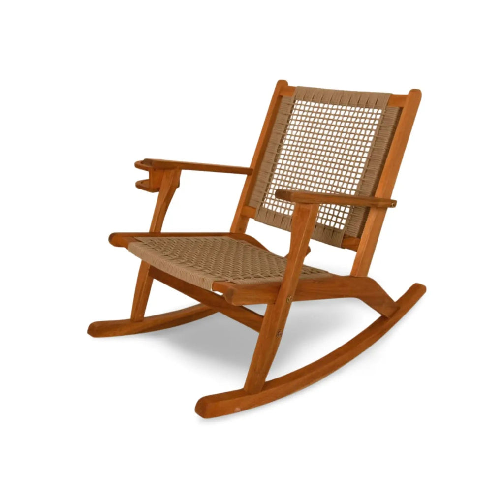 Outdoor Rocking Chair with Beverage Holder