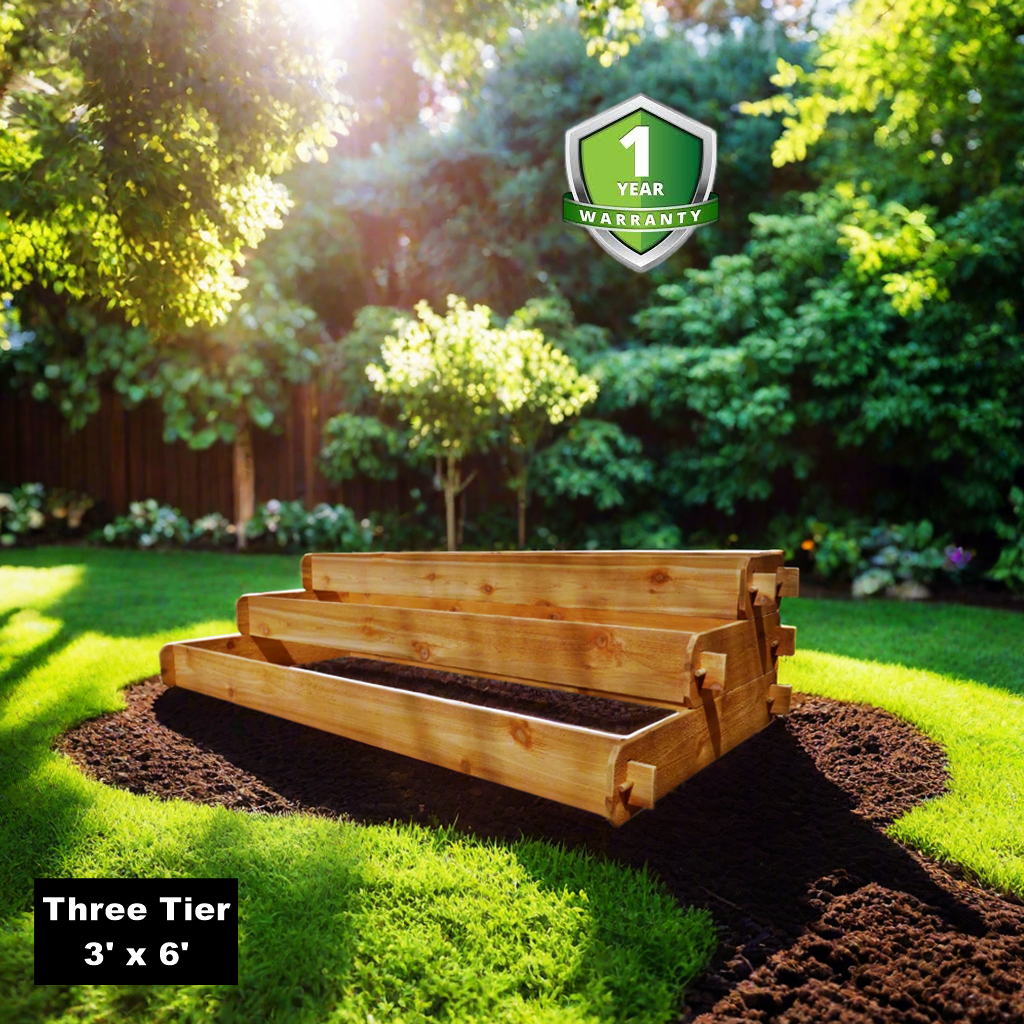Timberlane Gardens 3-Tier Cedar Raised Garden Bed Kit – 3 × 6 ft