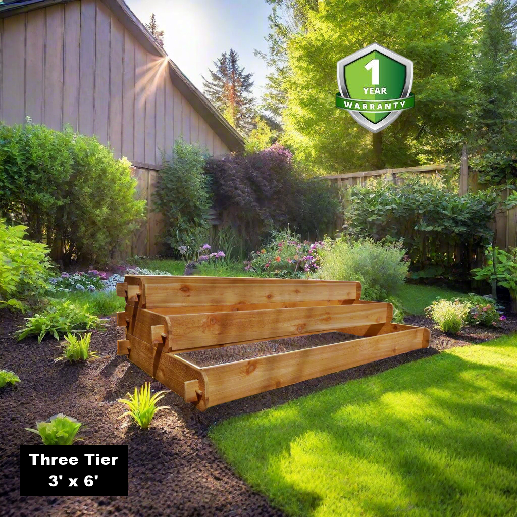 Timberlane Gardens 3-Tier Cedar Raised Garden Bed Kit – 3 × 6 ft