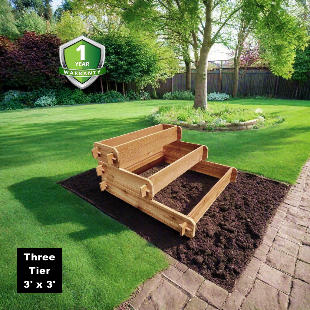3-Tier Pyramid Cedar Raised Garden Bed