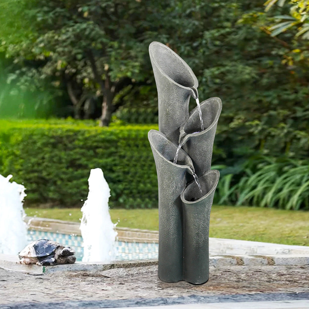 Concrete Trumpet Flower Outdoor Fountain – 33”