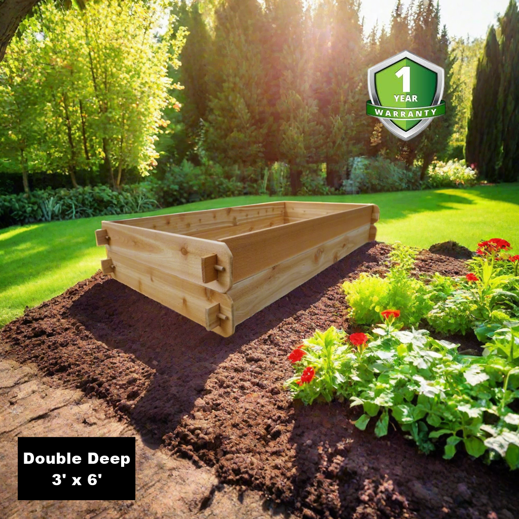 Double-Deep Cedar Raised Garden Bed Kit
