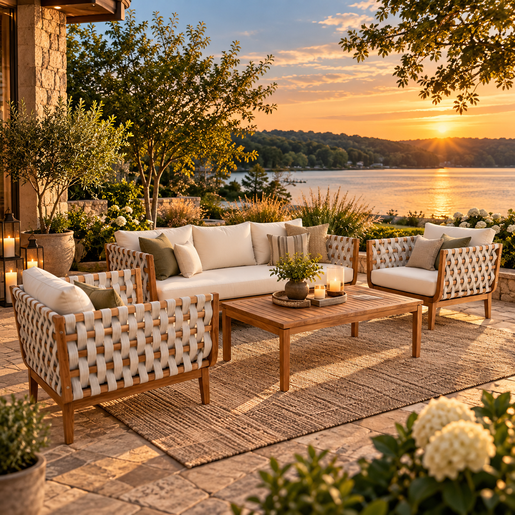 4-Piece Acacia Wood & Rope Patio Set