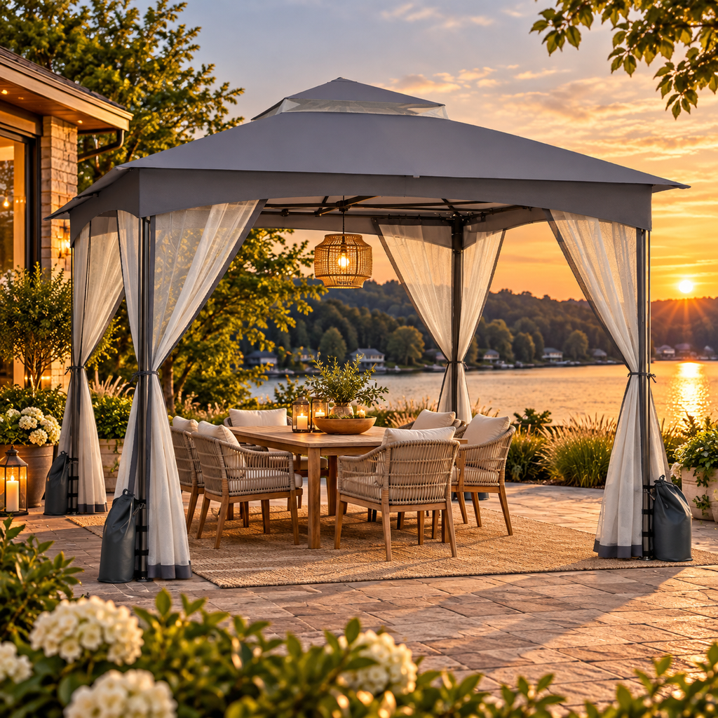 10' × 10' Patio Gazebo with Netting