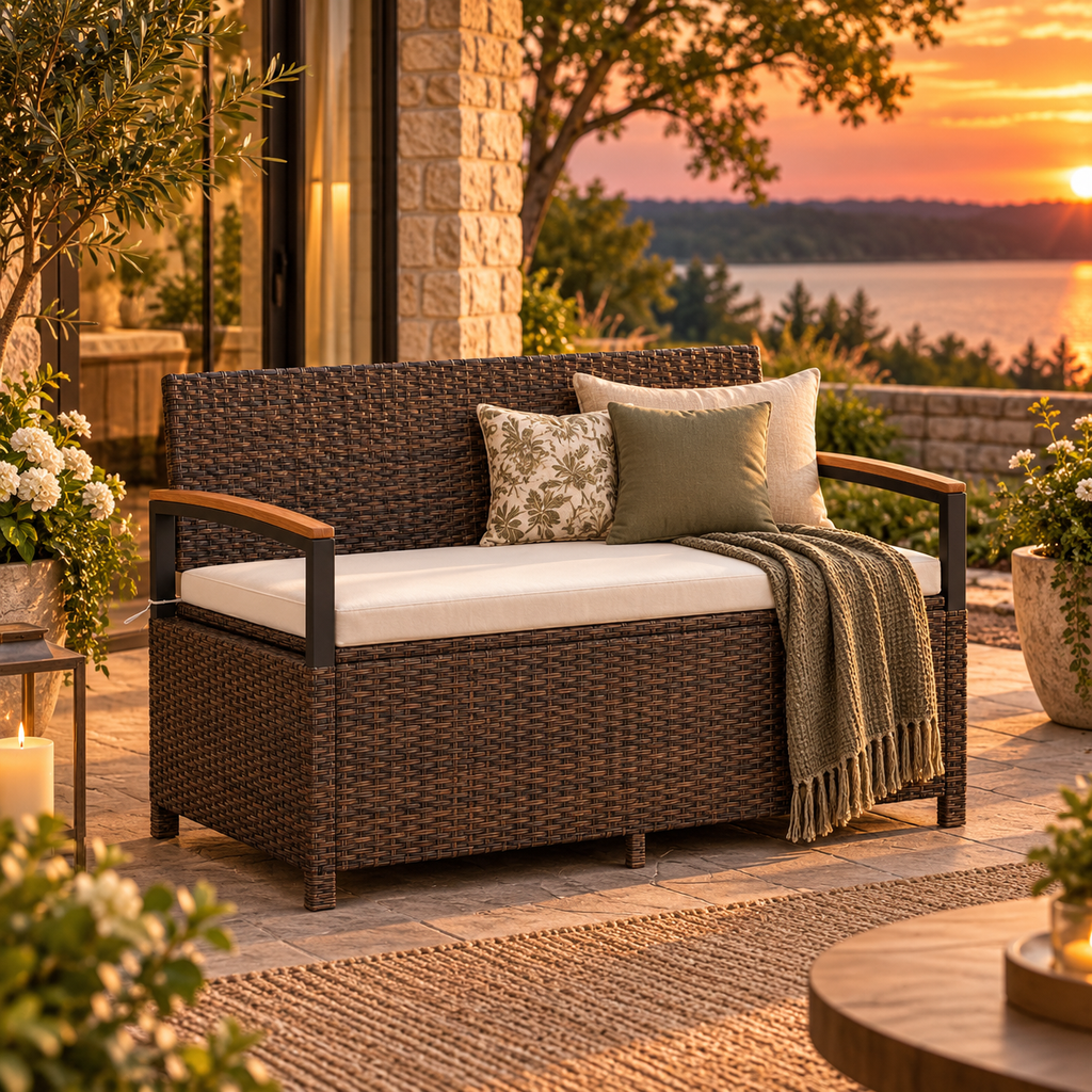 Outdoor Storage Bench with Cushion