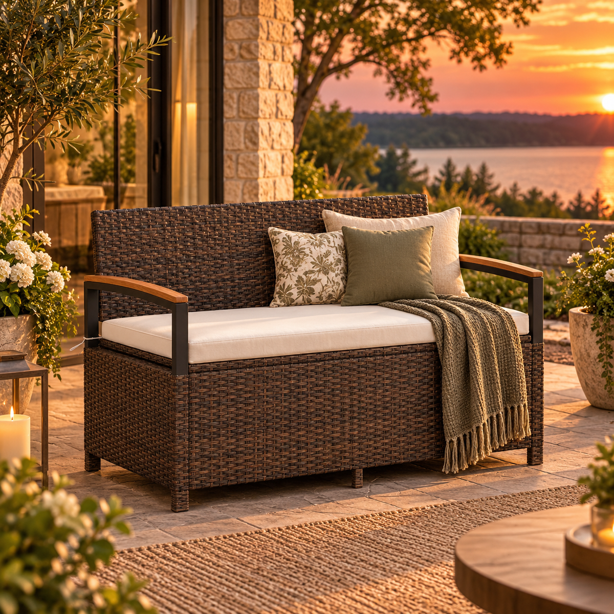 Outdoor Storage Bench with Cushion