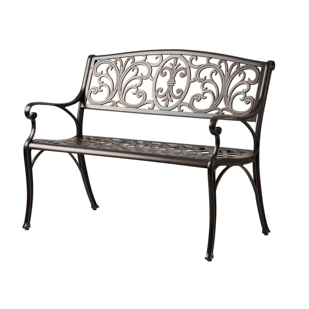 Cast-Aluminum Patio Bench — Antique Bronze