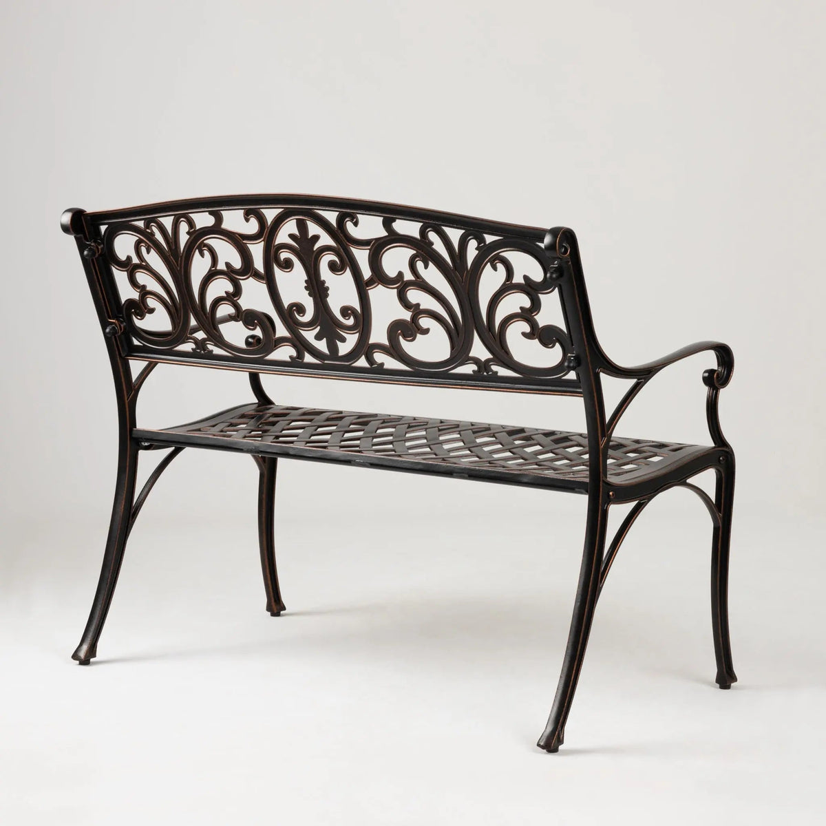 Cast-Aluminum Patio Bench — Antique Bronze