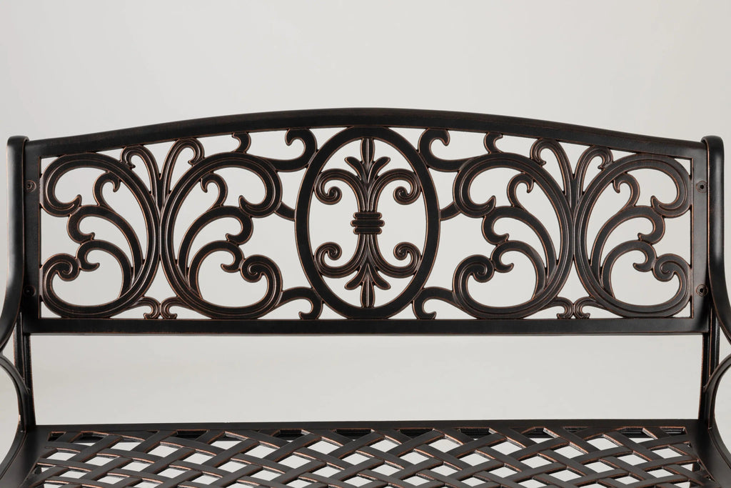 Cast-Aluminum Patio Bench — Antique Bronze