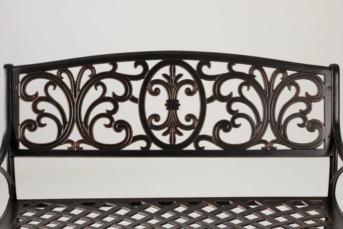 Cast-Aluminum Patio Bench — Antique Bronze
