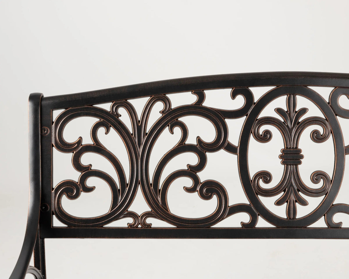 Cast-Aluminum Patio Bench — Antique Bronze