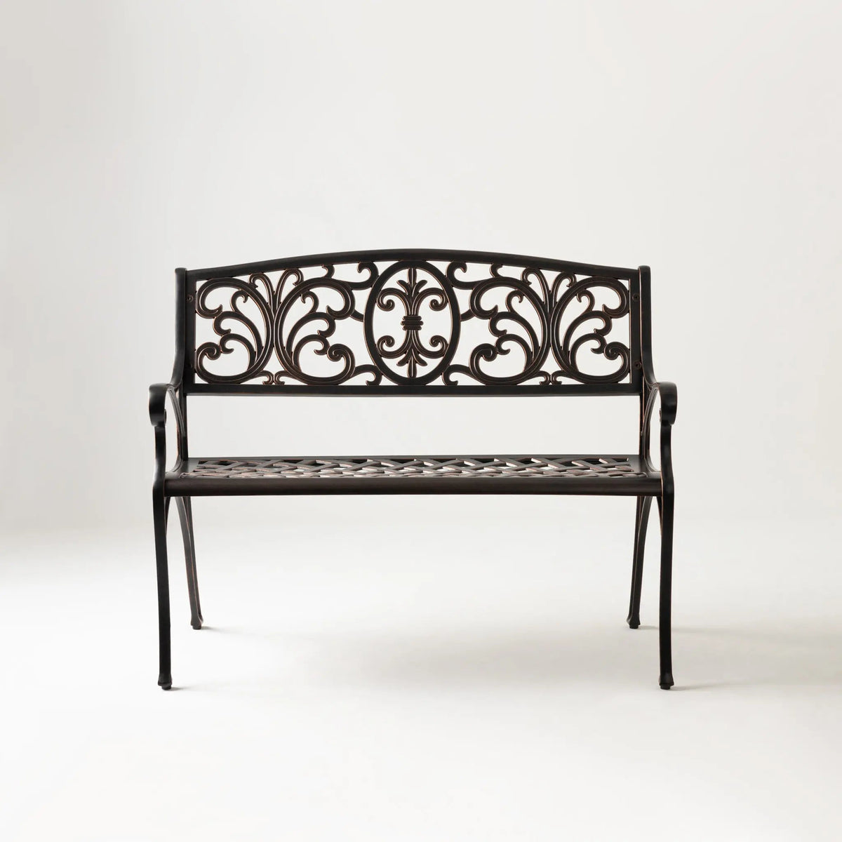 Cast-Aluminum Patio Bench — Antique Bronze