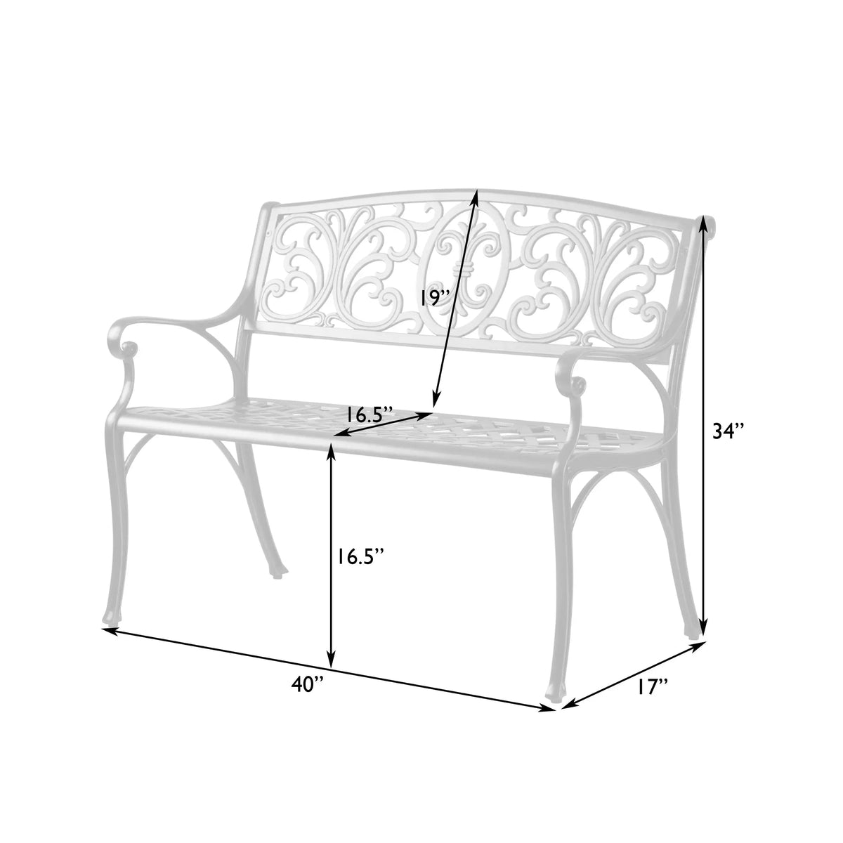 Cast-Aluminum Patio Bench — Antique Bronze