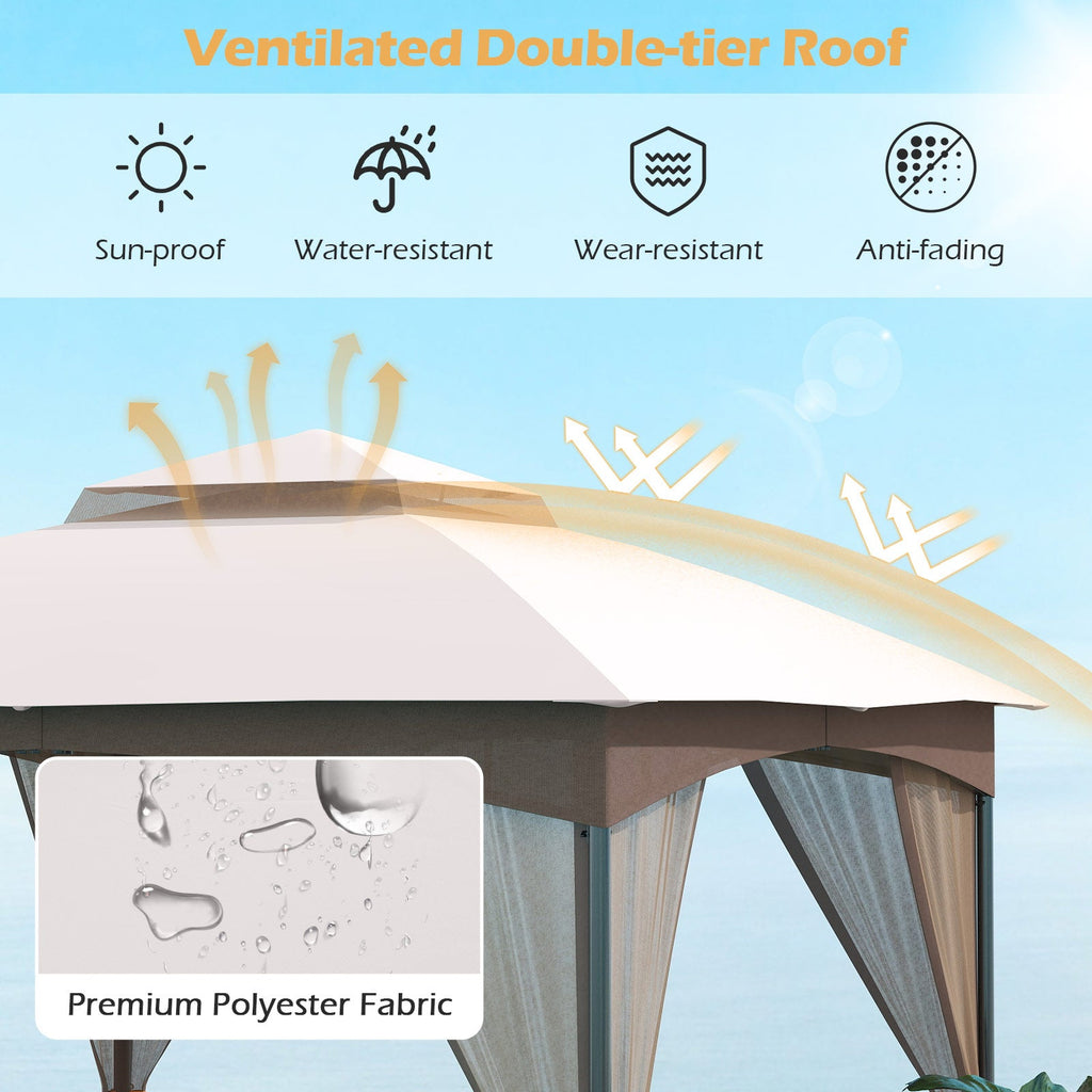 10' × 10' Patio Gazebo with Netting