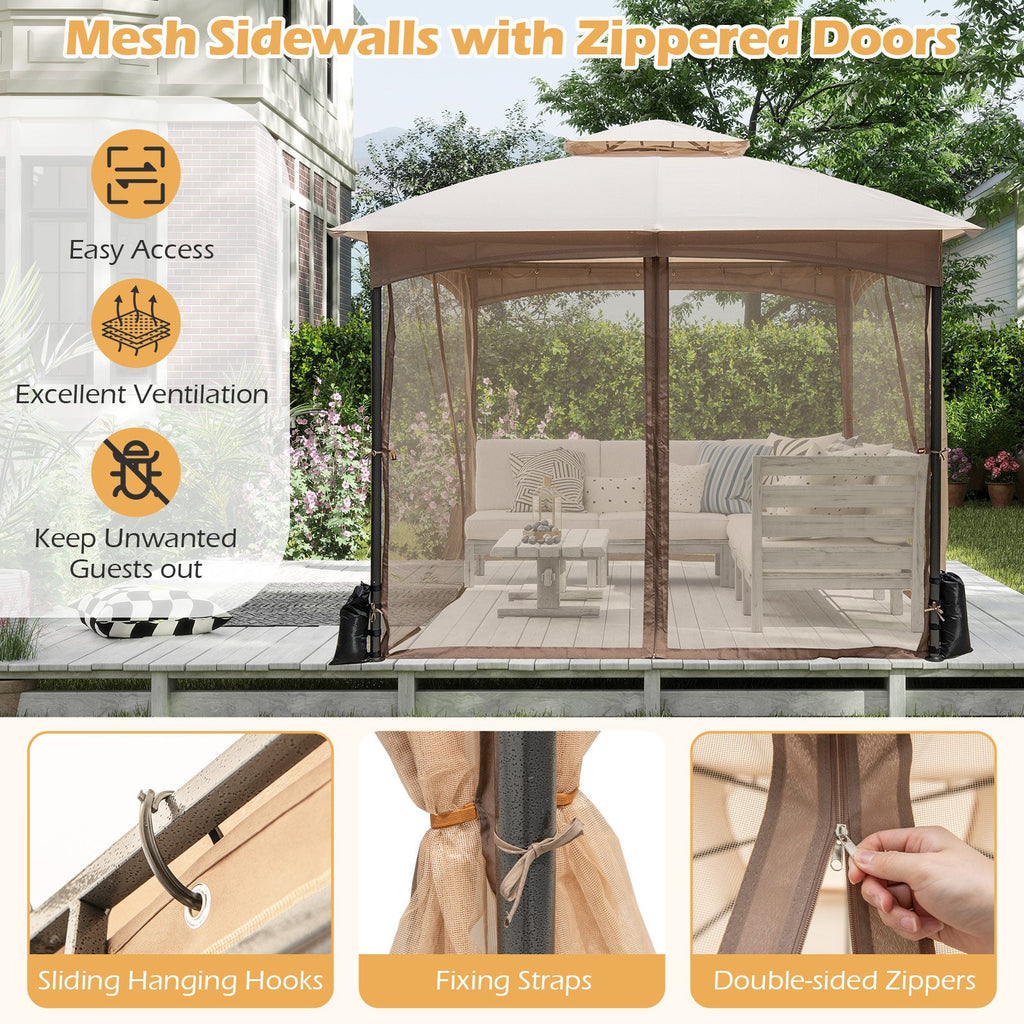 10' × 10' Patio Gazebo with Netting