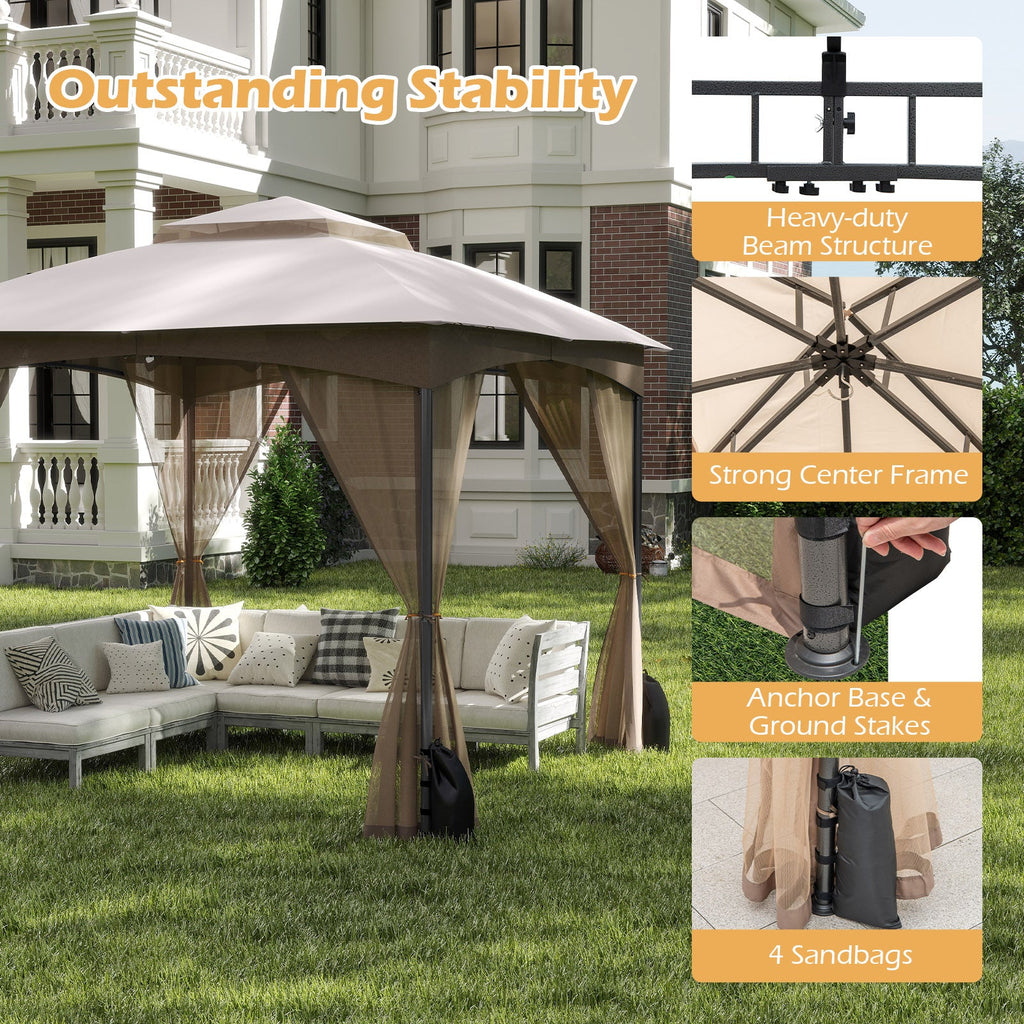 10' × 10' Patio Gazebo with Netting