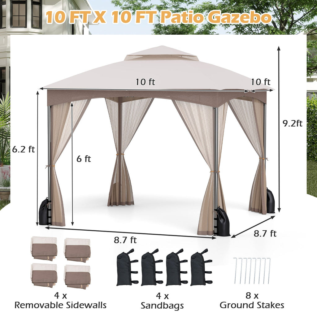 10' × 10' Patio Gazebo with Netting