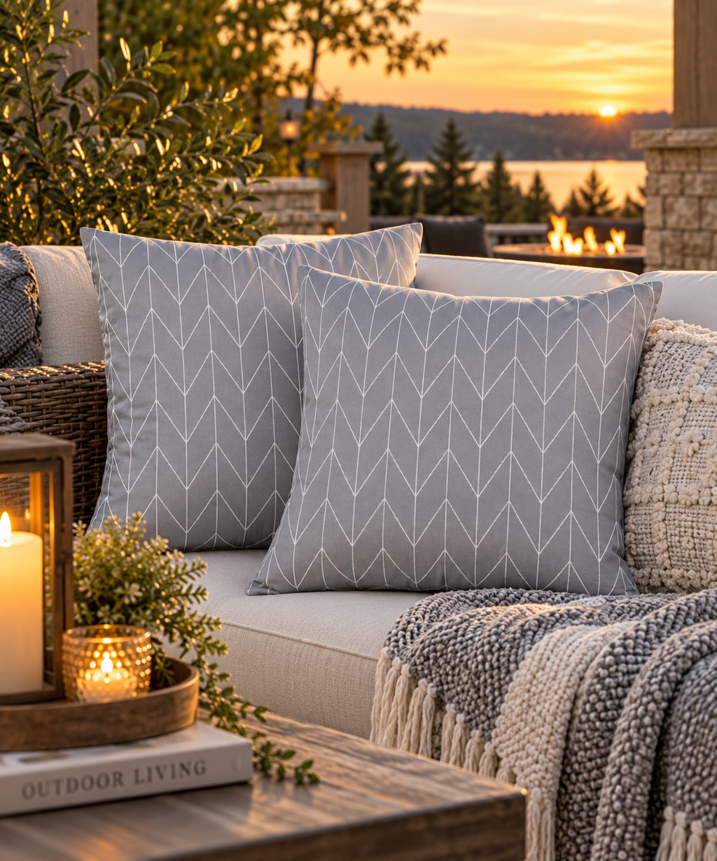Dusty Gray Outdoor Throw Pillows – Set of 2, 18"
