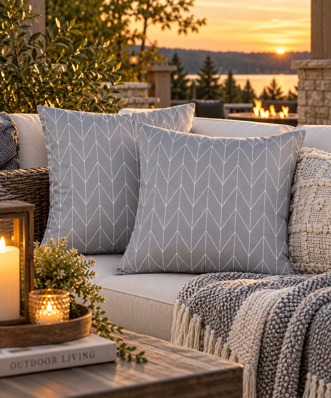 Dusty Gray Outdoor Throw Pillows – Set of 2, 18"
