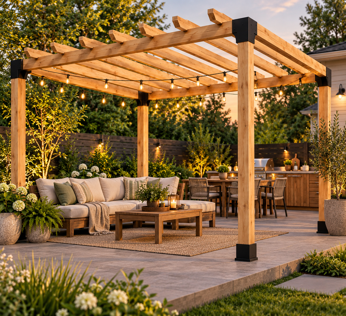 DIY Freestanding Pergola Bracket Kit with Roof Rafter Brackets – Up to 12' × 12'
