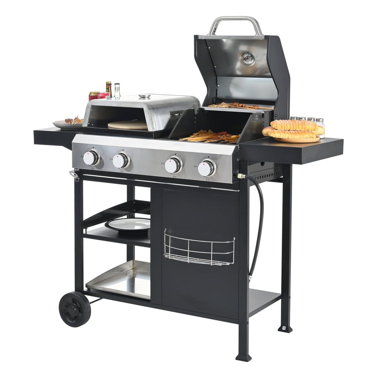 2+2 Gas Grill & Griddle Combo with Pizza Pan