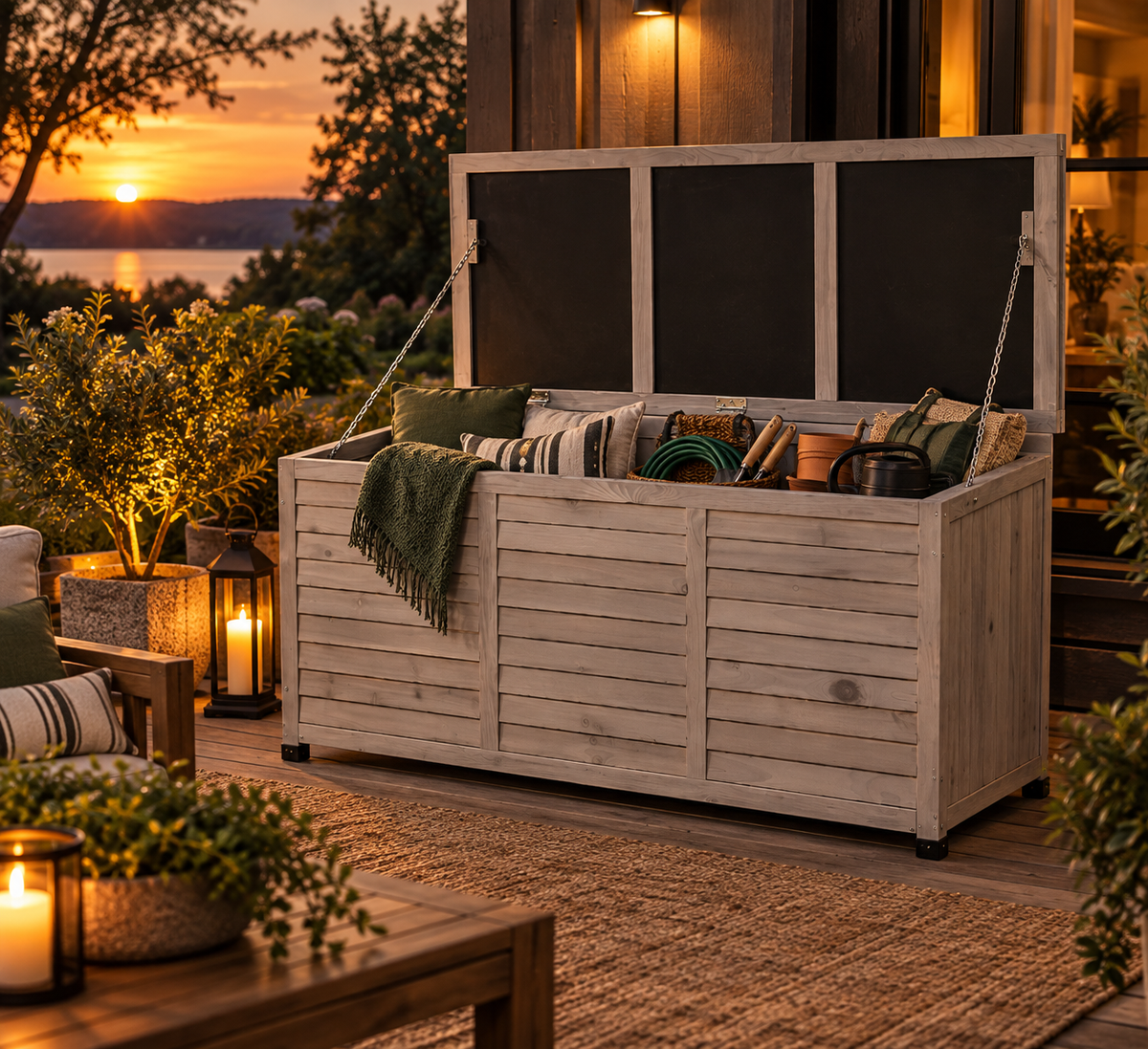 Outsunny 75 Gallon Wooden Deck Box