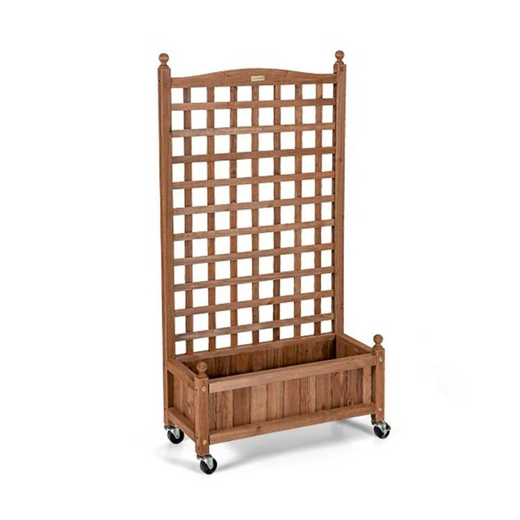 Mobile Wood Raised Garden Bed with Trellis