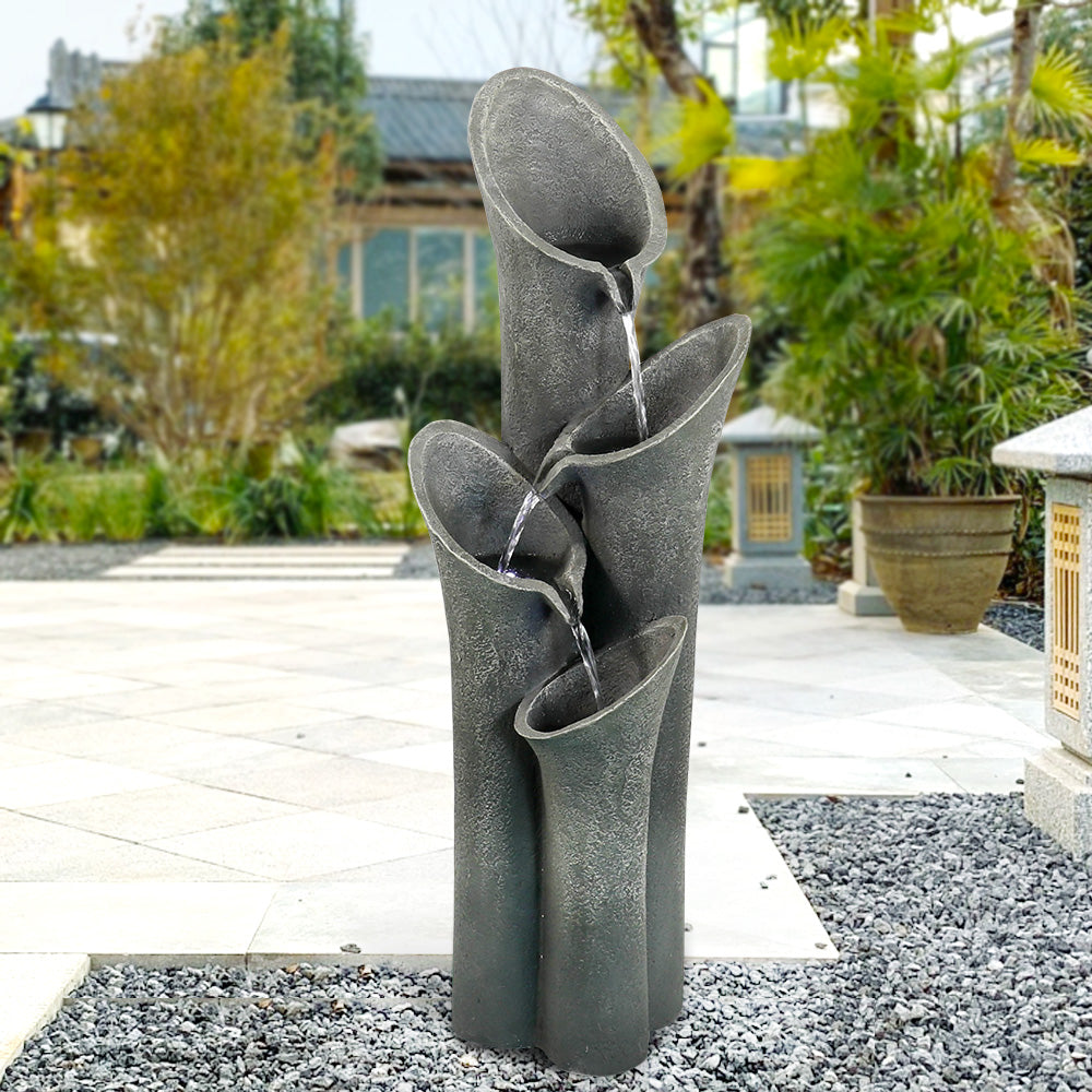 Concrete Trumpet Flower Outdoor Fountain – 33”