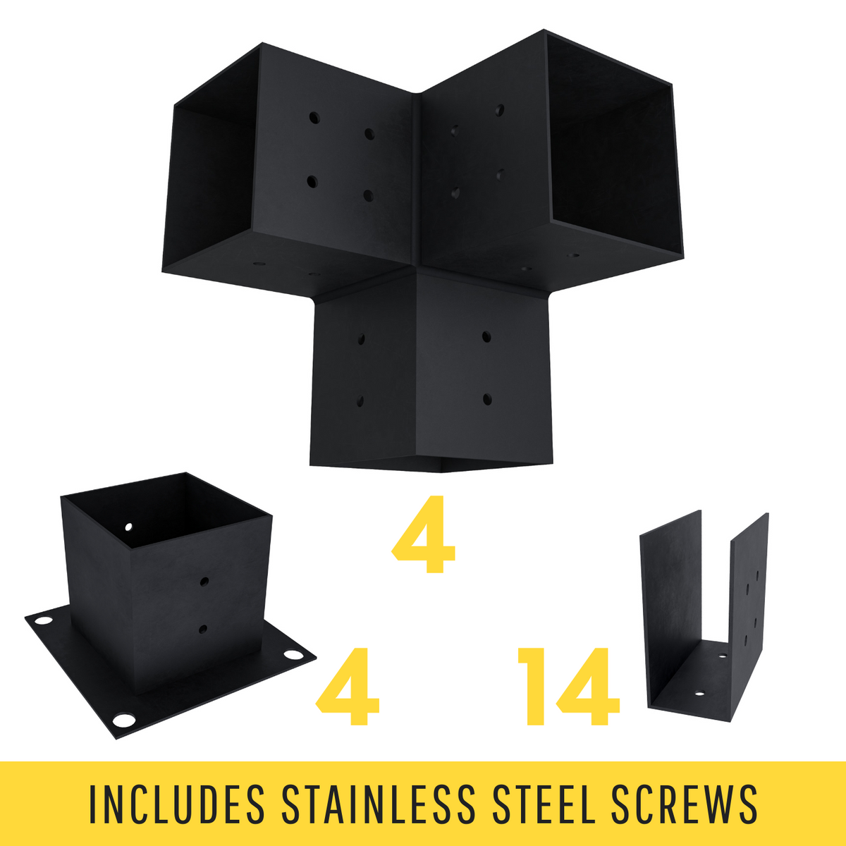 DIY Freestanding Pergola Bracket Kit with Roof Rafter Brackets – Up to 12' × 12'