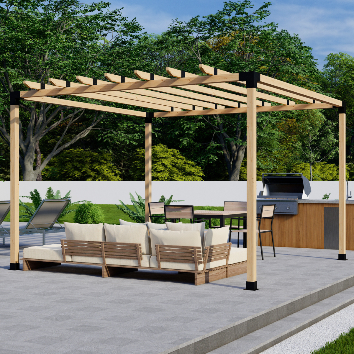DIY Freestanding Pergola Bracket Kit with Roof Rafter Brackets – Up to 12' × 12'