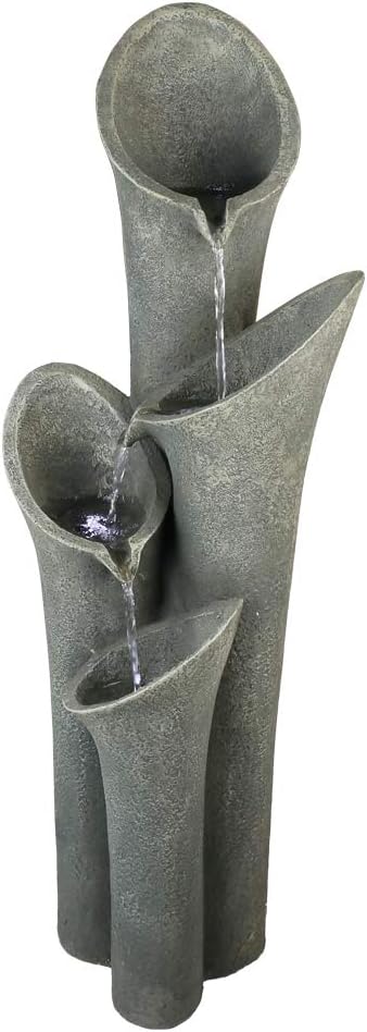 Concrete Trumpet Flower Outdoor Fountain – 33”
