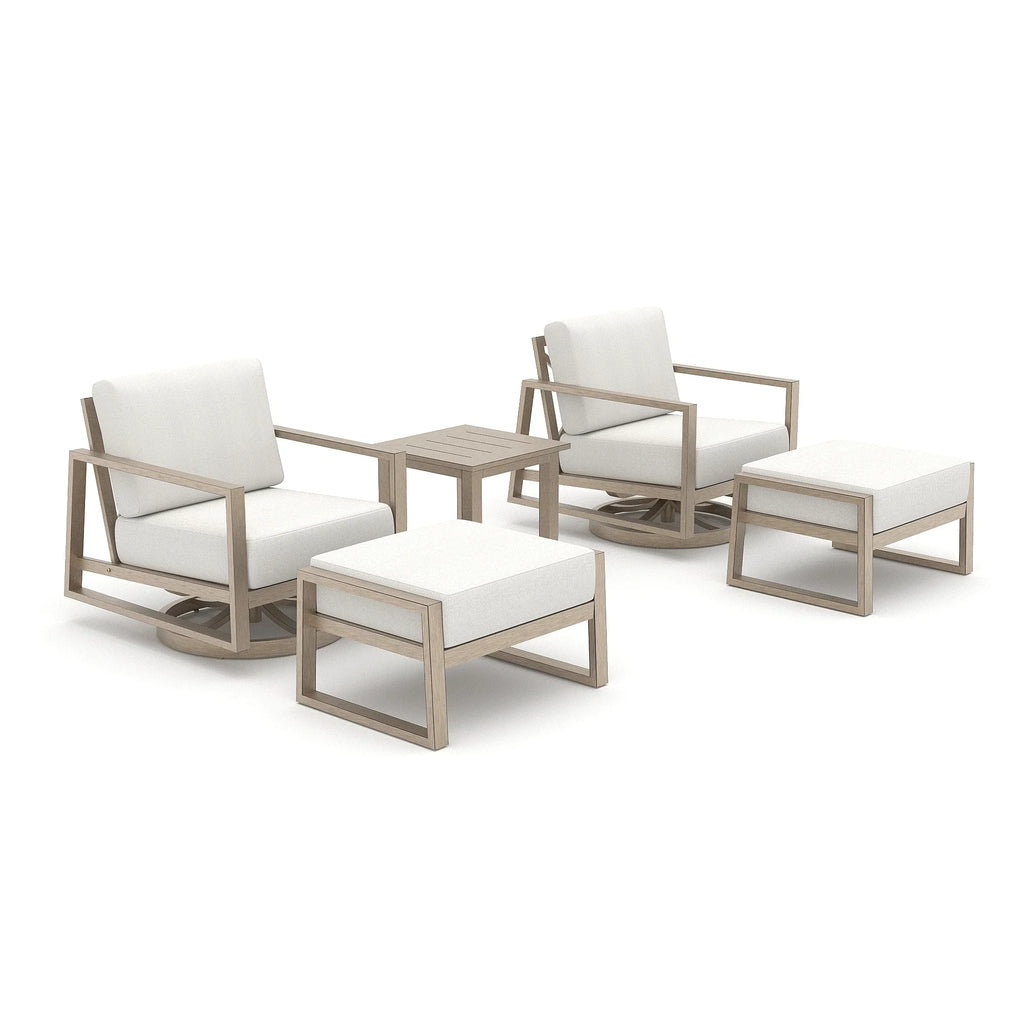 Hamarto 5-Piece Aluminum Outdoor Bistro Set with Ottoman