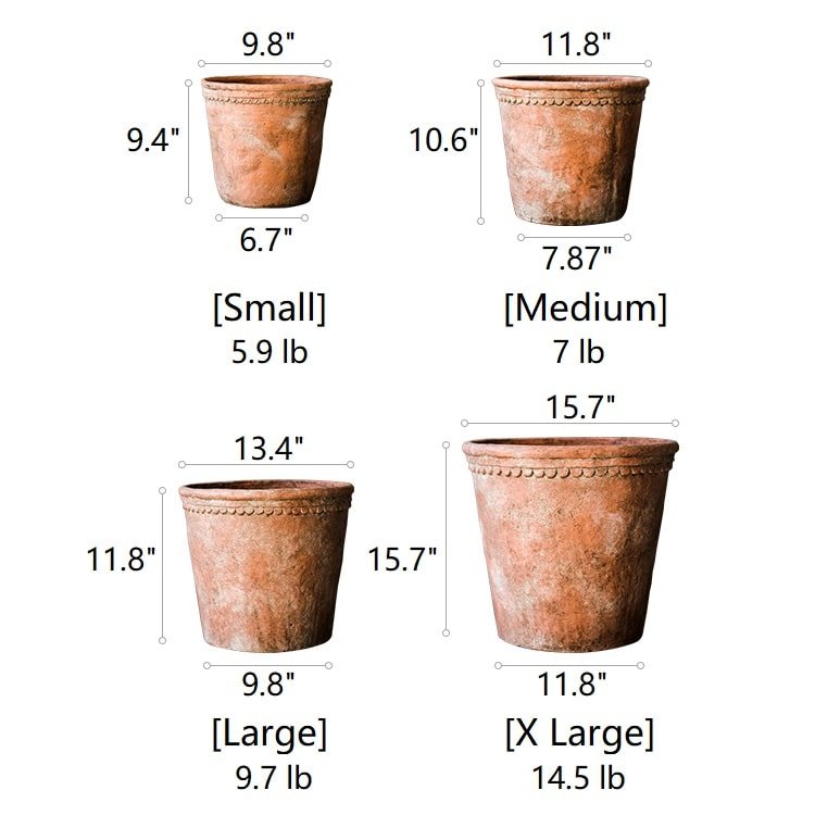 Terracotta Red Concrete Outdoor Planter