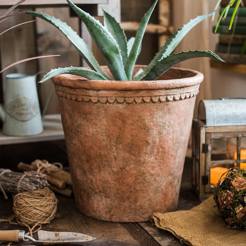 Terracotta Red Concrete Outdoor Planter