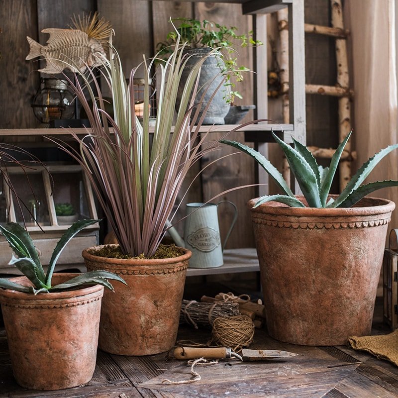 Terracotta Red Concrete Outdoor Planter