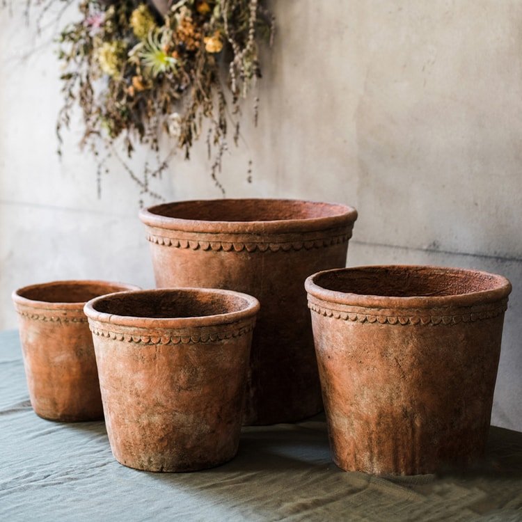 Terracotta Red Concrete Outdoor Planter