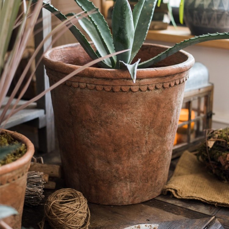 Terracotta Red Concrete Outdoor Planter