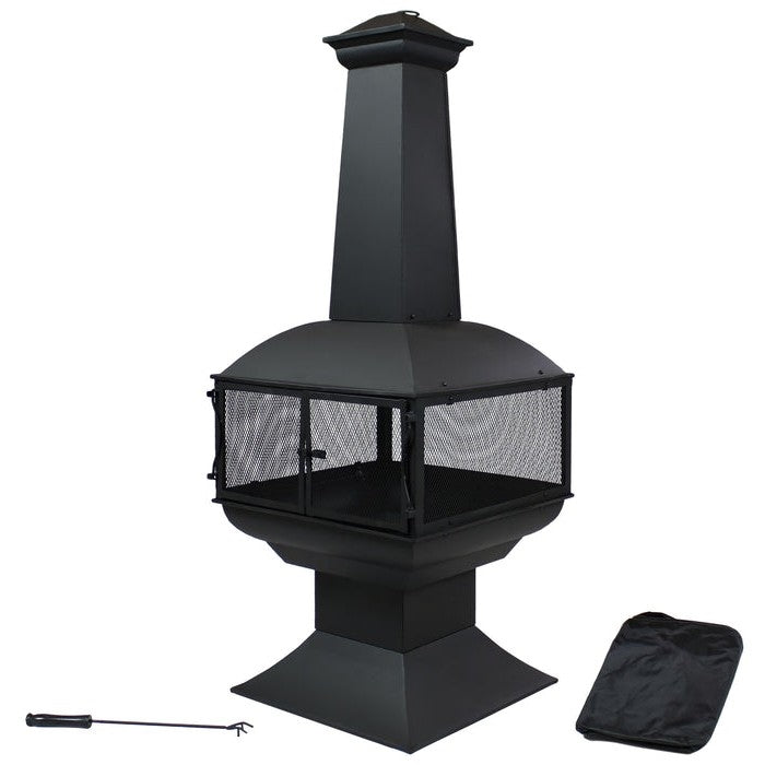 Large Steel Wood-Burning Chimenea Fire Pit