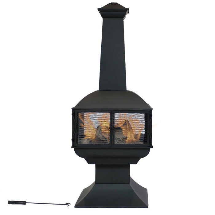 Large Steel Wood-Burning Chimenea Fire Pit